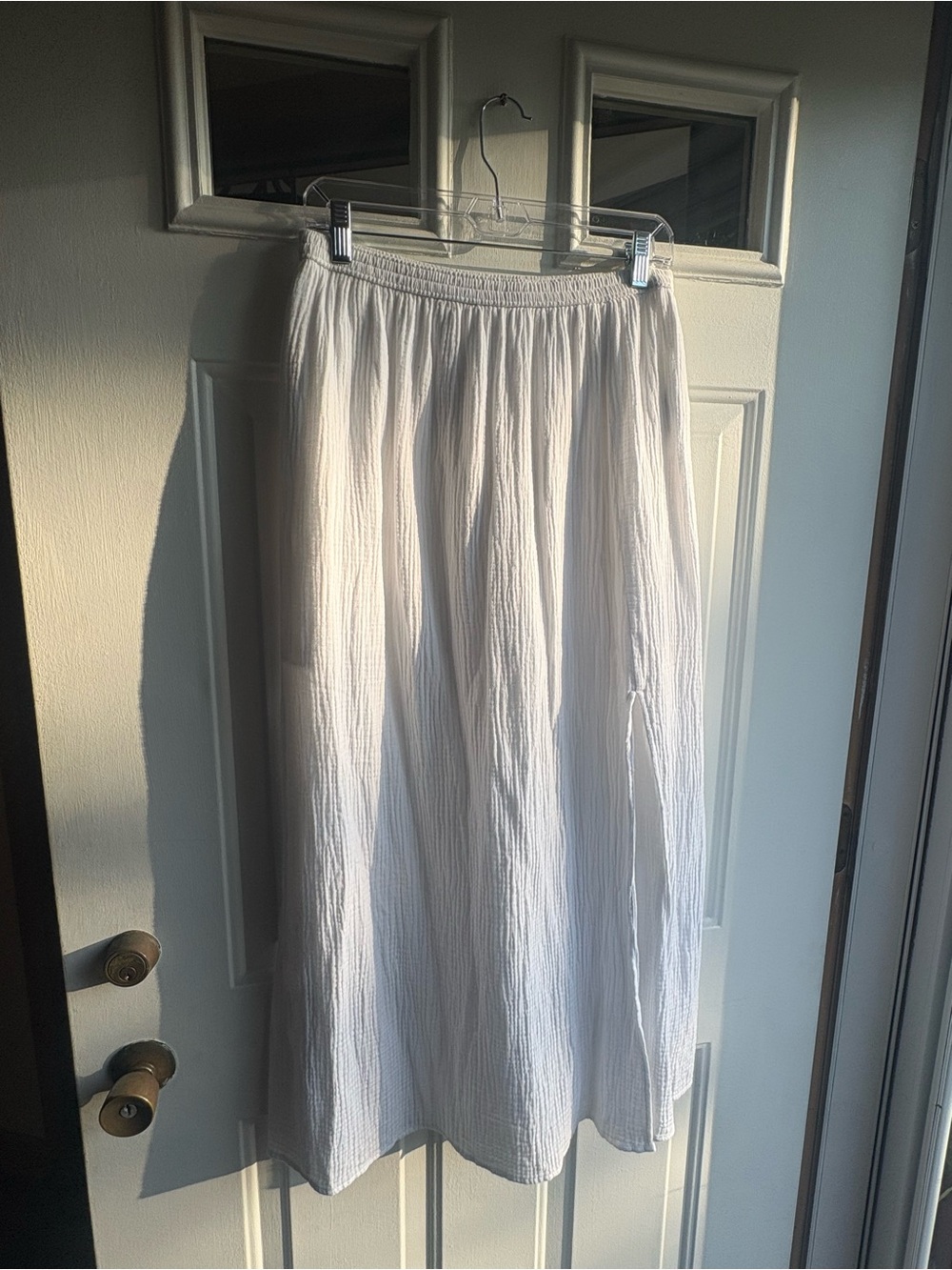 J.Crew Re-Imagined Cotton Crinkle Gauze Maxi Skirt White Ivory Viscose Lined S - Picture 8 of 8